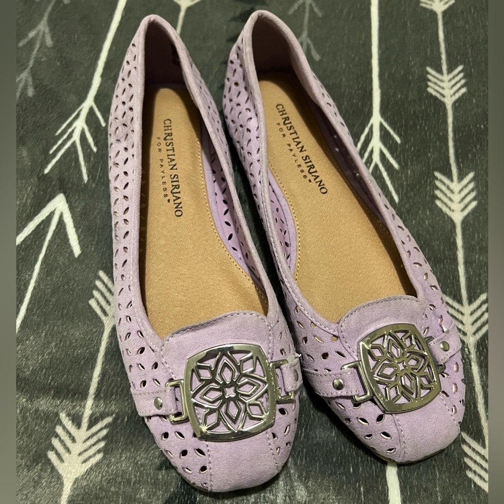 Cristian Siriano Purple Silver Pendant Flats Size 5